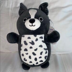 Squishmallows hugmees Monty Black and White Dog Plush